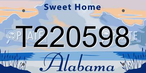 T220598 Alabama License Plate
