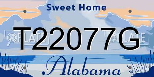 T22077G Alabama License Plate