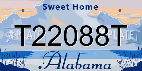 T22088T Alabama License Plate