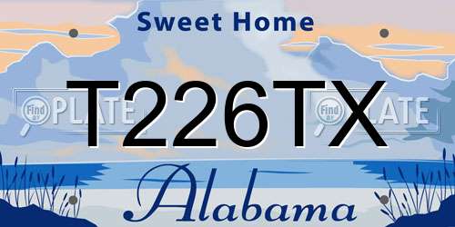 T226TX Alabama License Plate