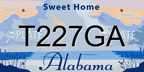 T227GA Alabama License Plate