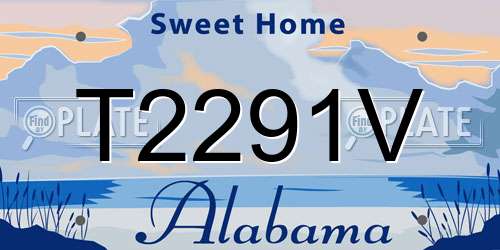 T2291V Alabama License Plate