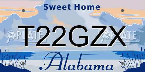 T22GZX Alabama License Plate