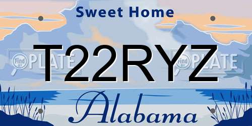 T22RYZ Alabama License Plate