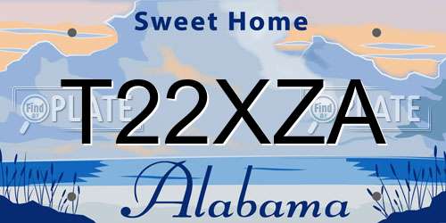 T22XZA Alabama License Plate