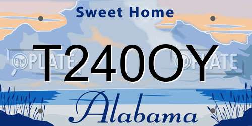 T240OY Alabama License Plate
