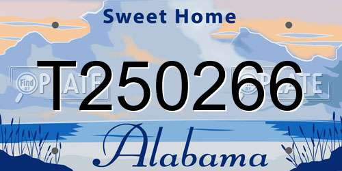 T250266 Alabama License Plate