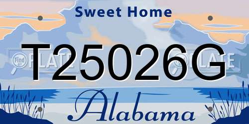 T25026G Alabama License Plate