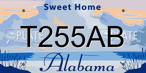 T255AB Alabama License Plate