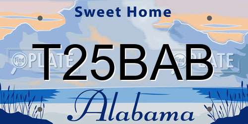 T25BAB Alabama License Plate
