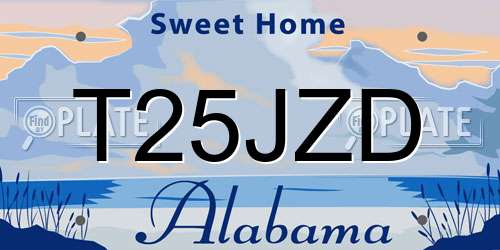T25JZD Alabama License Plate