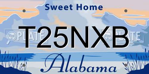 T25NXB Alabama License Plate