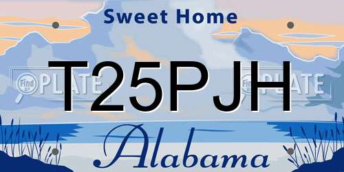 T25PJH Alabama License Plate
