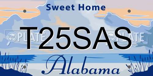 T25SAS Alabama License Plate