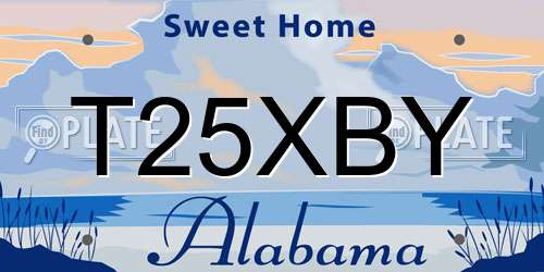 T25XBY Alabama License Plate