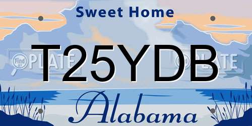 T25YDB Alabama License Plate