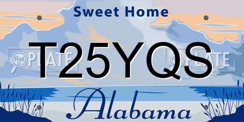 T25YQS Alabama License Plate