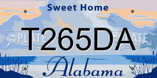T265DA Alabama License Plate
