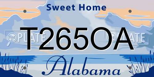 T265OA Alabama License Plate