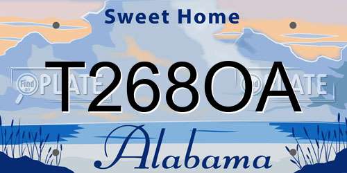 T268OA Alabama License Plate