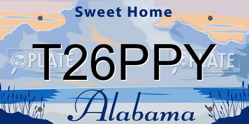 T26PPY Alabama License Plate