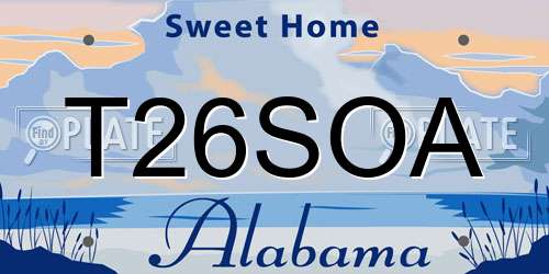 T26SOA Alabama License Plate