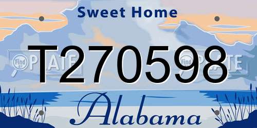 T270598 Alabama License Plate