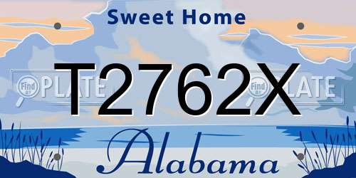 T2762X Alabama License Plate