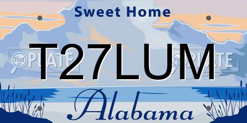 T27LUM Alabama License Plate