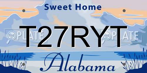 T27RYT Alabama License Plate