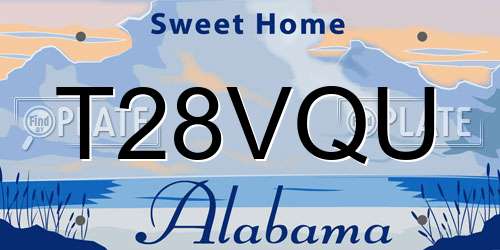 T28VQU Alabama License Plate