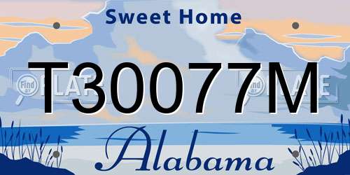 T30077M Alabama License Plate