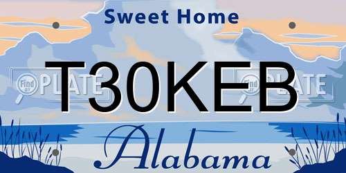 T30KEB Alabama License Plate
