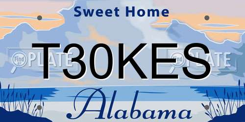 T30KES Alabama License Plate