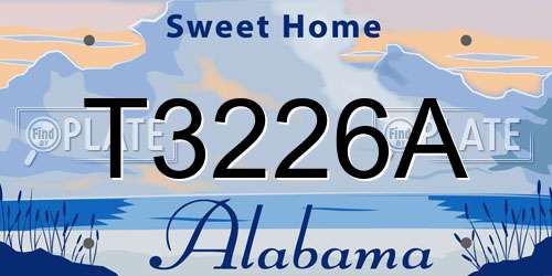 T3226A Alabama License Plate