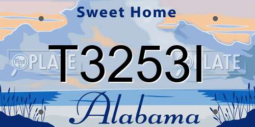 T3253I Alabama License Plate