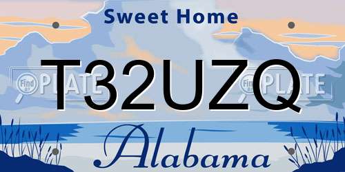 T32UZQ Alabama License Plate