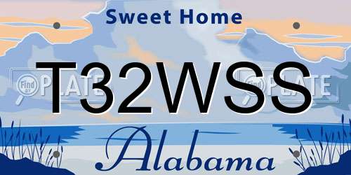 T32WSS Alabama License Plate