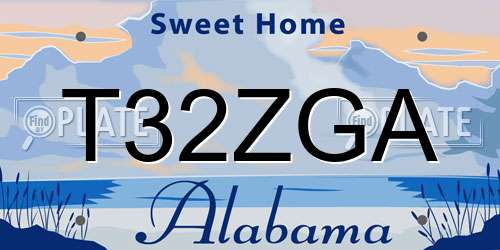 T32ZGA Alabama License Plate