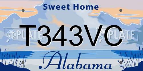 T343VC Alabama License Plate