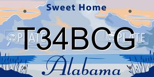 T34BCG Alabama License Plate
