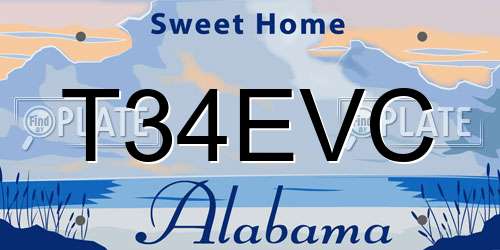 T34EVC Alabama License Plate