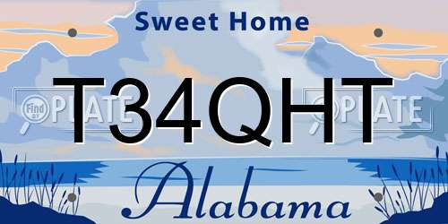 T34QHT Alabama License Plate
