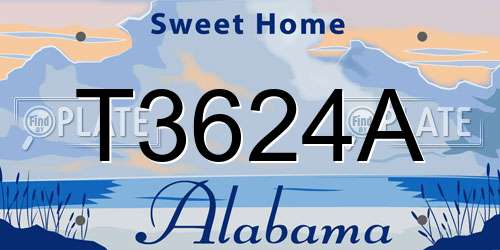 T3624A Alabama License Plate