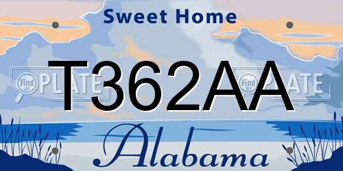 T362AA Alabama License Plate