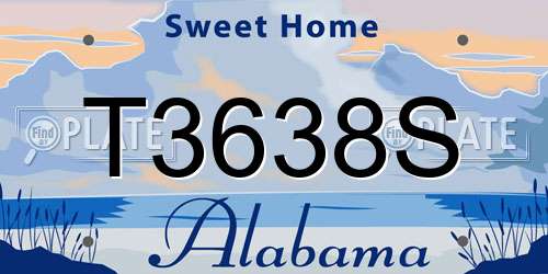 T3638S Alabama License Plate