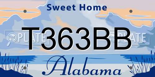 T363BB Alabama License Plate