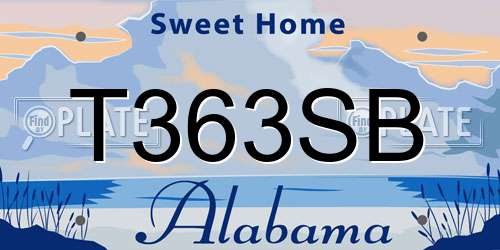 T363SB Alabama License Plate