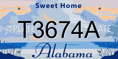 T3674A Alabama License Plate