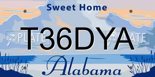 T36DYA Alabama License Plate